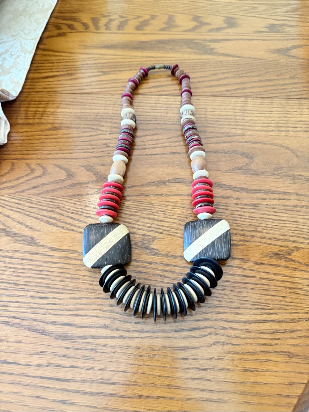 Vintage Boho Chunky Statement Necklace made from Coconut Shells-Wood-Resort Ware - Picture 12 of 17